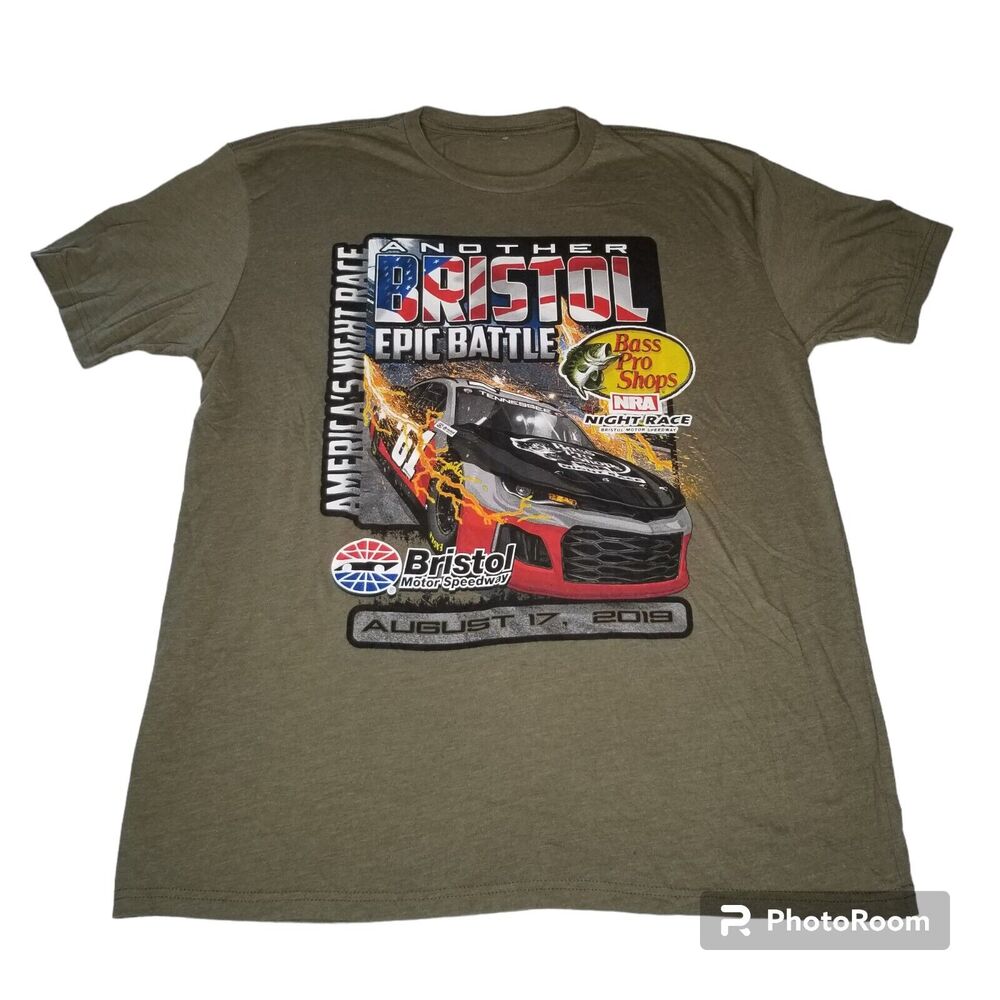 8/2019 Bristol Speedway Large NASCAR Event T Shirt Bass Pro Shops Night Race